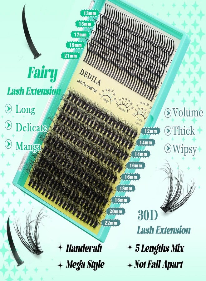 Dedila Lashes Extensions Natural Long Spiky and 30D Fluffier Lash Cluster D Curl Mixed 12-22mm Individual False Eyelashes DIY Lashes (30D+Spiky) - Image 4